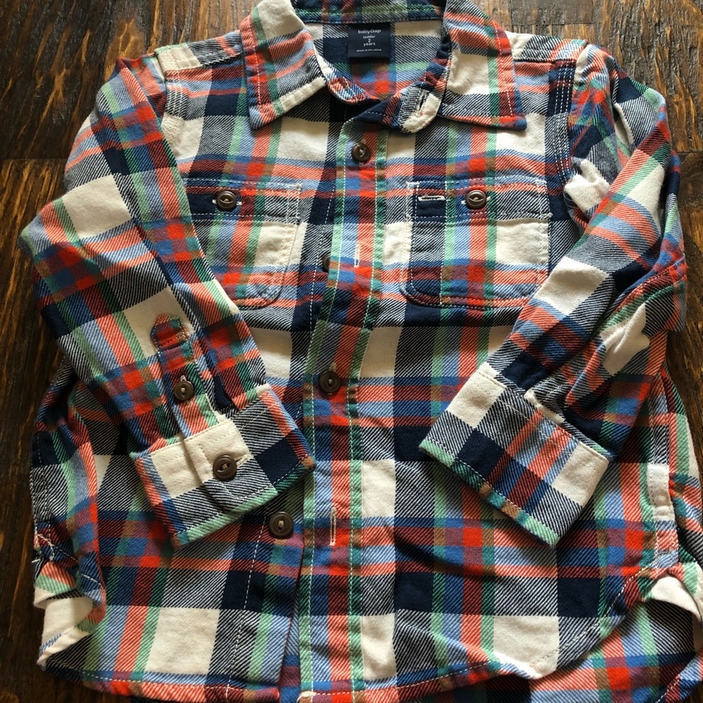 Colorful plaid flannel, boys Size 2T- Gap